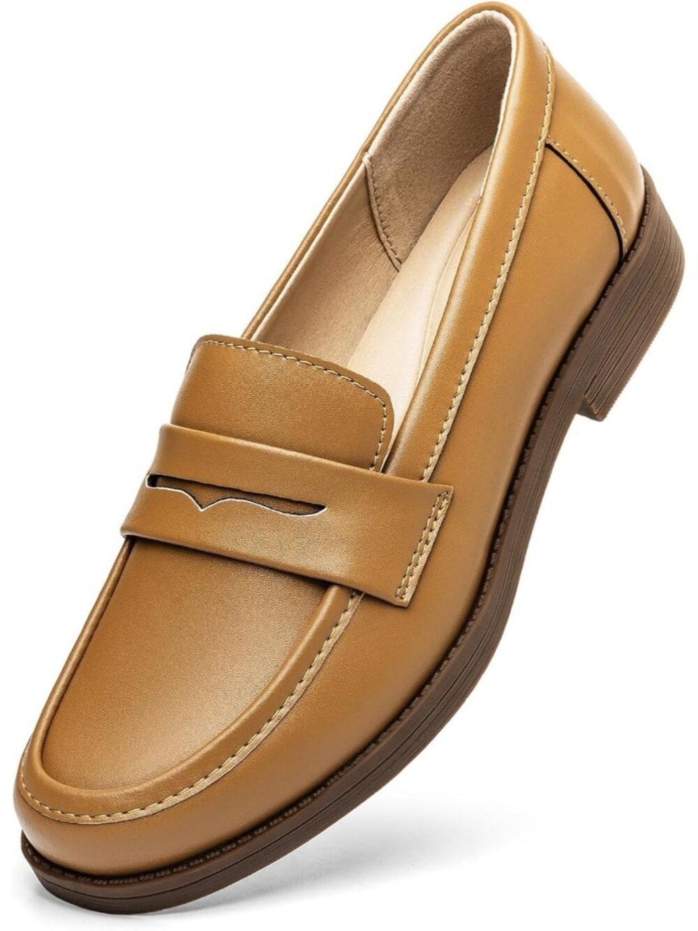 Women’s Brown Comfortable Leather Penny Loafers Slip On Business Casual